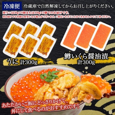 ウニ 約300g 鱒いくら醤油漬け 100g×3個 2種 海鮮丼 北海道 弟子屈町 3408