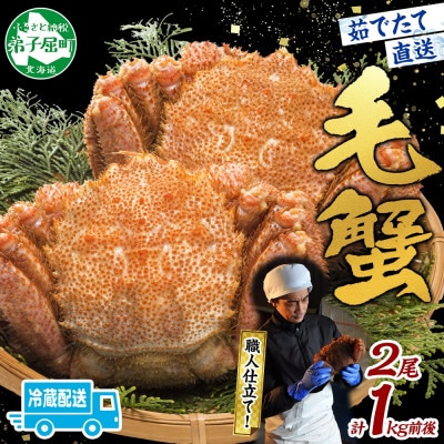 【2026年4月上旬発送】蟹職人の茹でたて毛蟹 2尾 計1kg前後 冷蔵 北海道 弟子屈町 3004