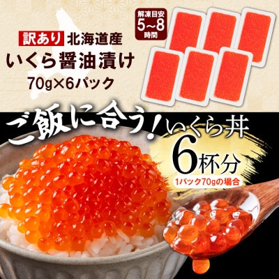 訳あり いくら醤油漬け 70g×6個 北海道 弟子屈町 3782