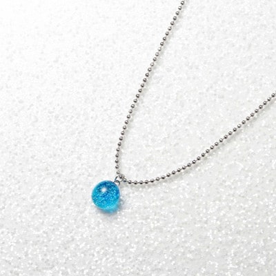 【北海道】ガラス細工 ネックレス「湖水」KOSUI ハンドメイド 2463