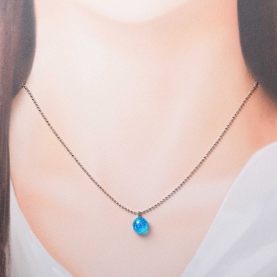 【北海道】ガラス細工 ネックレス「湖水」KOSUI ハンドメイド 2463