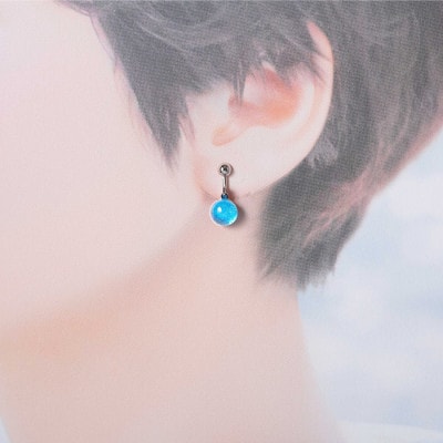 【北海道】ガラス細工 イヤリング「湖水」KOSUI ハンドメイド 2465