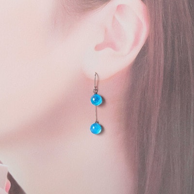 【北海道】ガラス細工 ピアス2連  「湖水」KOSUI ハンドメイド 2471