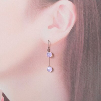 【北海道】ガラス細工 ピアス2連 「水鏡」 MIZUKAGAMI ハンドメイド 2472