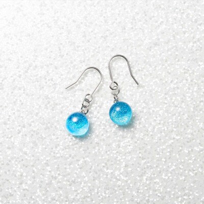 【のし付】【北海道】ガラス細工 ピアス「湖水」KOSUI ハンドメイド 2467
