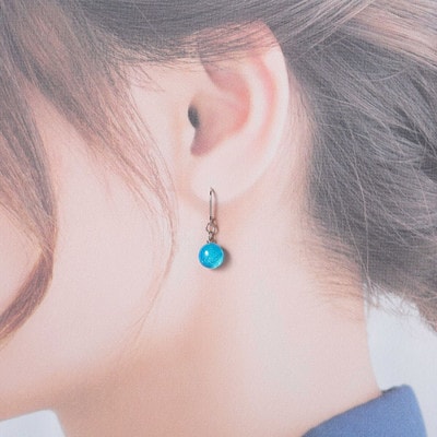 【のし付】【北海道】ガラス細工 ピアス「湖水」KOSUI ハンドメイド 2467