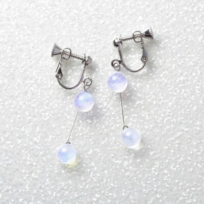【のし付】【北海道】ガラス細工 イヤリング2連 「水鏡」 MIZUKAGAMIハンドメイド 2470
