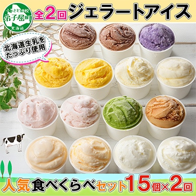 2023年5月発送開始『定期便』【北海道】厳選ジェラートアイスクリーム食べ比べ15個 全2回