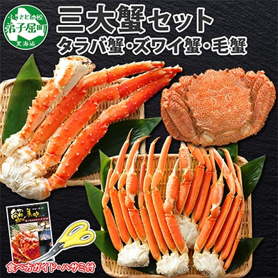 三大蟹 タラバ足 ズワイ足 毛蟹 食べ比べ セット  蟹ハサミ・ガイド付 北海道 弟子屈町 1772