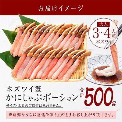 ズワイガニむき身 ポーション 約500g 生食可 約3～4人前 北海道 弟子屈町 3210