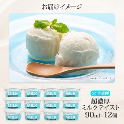 牧之瀬牧場 自家製アイス 濃厚ミルク 90ml 12個 生乳 北海道 弟子屈町 3139