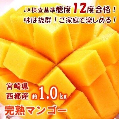 西都産完熟マンゴー(JA西都) 約1kg (3玉～4玉入)　ご家庭用【先行受付】[1237] | ふるさと納税のお礼品
