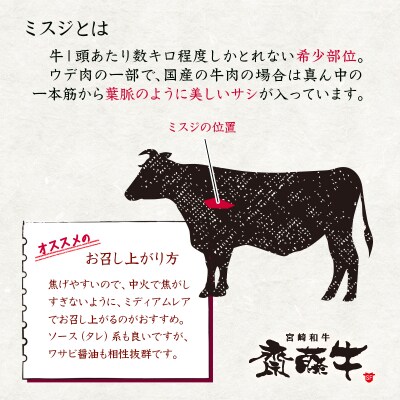 宮崎和牛「齋藤牛」ミスジステーキ100g×5枚　[2257] 