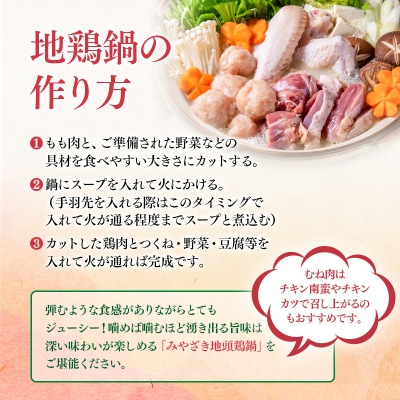 みやざき地頭鶏(じとっこ)鍋セット(地鶏鍋セット/鶏もも肉/むね肉/つくね/スープ付き)[3332]