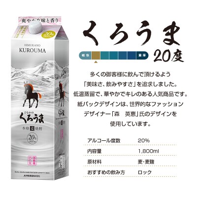 神楽酒造の定番　くろうま20度　1800ml×3本　麦焼酎[2290]
