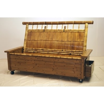 竹家具専門店【梅里竹芸】健康長椅子(3人掛け)[3106]