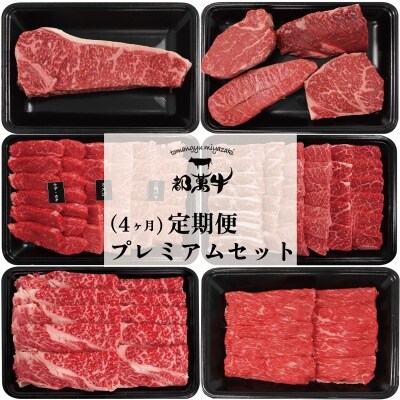 都萬牛4回定期便プレミアムセット　黒毛和牛　特選焼肉/ステーキ/ローススライス/加工品[1170]
