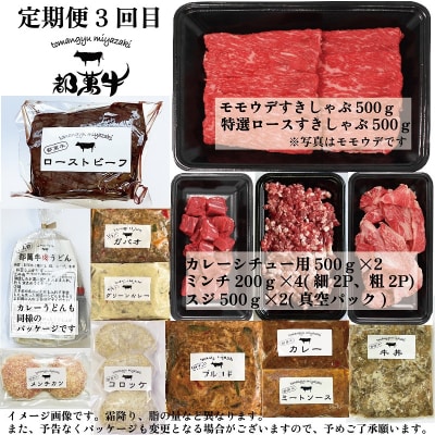 都萬牛4回定期便プレミアムセット　黒毛和牛　特選焼肉/ステーキ/ローススライス/加工品[1170]