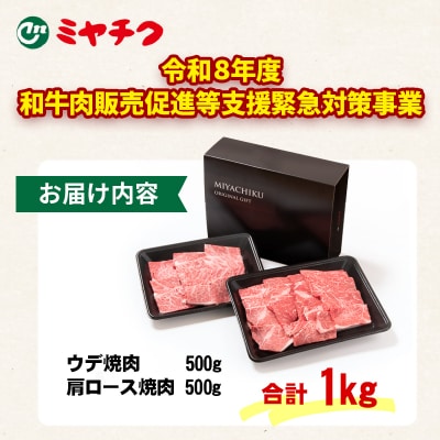 宮崎牛【1kg】焼肉セットA4～A5等級ミヤチク内閣総理大臣賞連続<畜産農家応援>[3014]