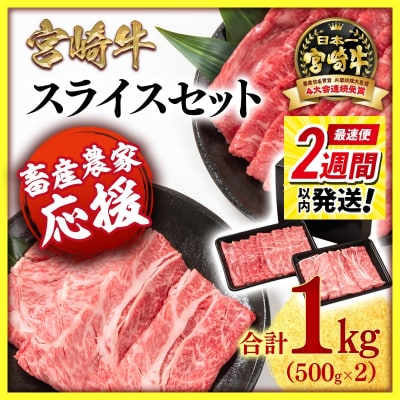 2週間発送!<畜産農家応援>【宮崎牛】スライス1kg肩ロース・モモミヤチク[2772]
