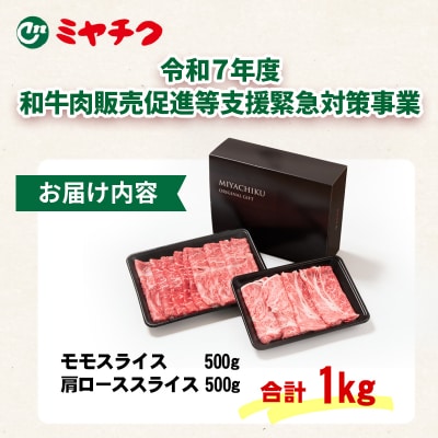 2週間発送!<畜産農家応援>【宮崎牛】スライス1kg肩ロース・モモミヤチク[2772]