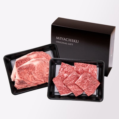 内閣総理大臣賞4連覇!宮崎牛ステーキ1kg 2種食べ比べ ミヤチク[2785]