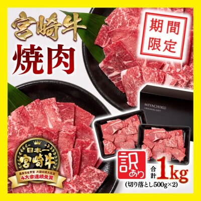 期間限定18000円!宮崎牛 切り落とし焼肉 1kg(500g×2)内閣総理大臣賞4連覇[2338] | ふるさと納税のお礼品