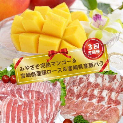 【3回定期便】みやざき完熟マンゴー&宮崎県産豚肉ロース&バラ肉　先行受付[2204]