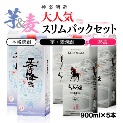 神楽酒造 大人気「芋・麦」スリムパックセット 「天孫降臨」「くろうま」[3230]