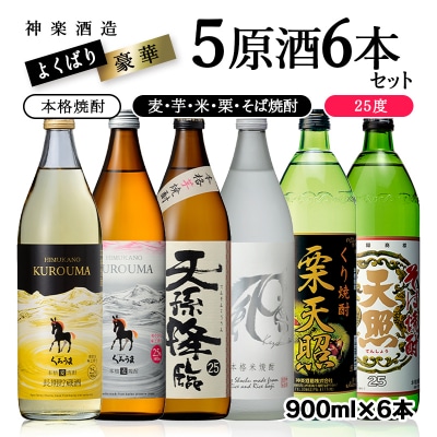 神楽酒造よくばり焼酎セット【芋・麦・米・栗・そば】5原料6本セット[3242]