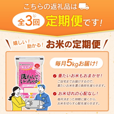 【3ヶ月定期便】宮崎県産コシヒカリ無洗米　5kg×3回　[3303]