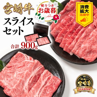 お歳暮『12/1～12/20お届け』宮崎牛スライスセット900g 肩ロース・モモ2種[2522]