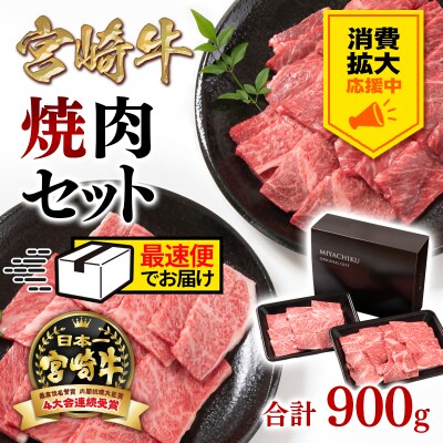 <消費拡大応援中!>【宮崎牛】焼肉セット900g 2種4等級以上[2週間発送]ミヤチク[2274]