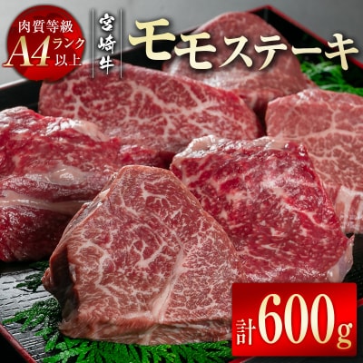 宮崎牛　赤身ステーキ600g(100g×6枚/宮崎牛モモ)A4ランク以上[2605]
