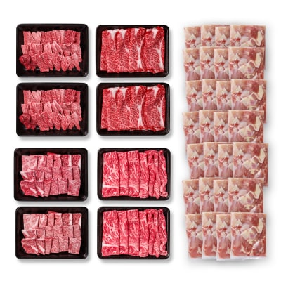 宮崎牛&宮崎県産鶏肉6回定期便A4等級以上　焼肉&スライス&鶏モモカット肉ya[2658]