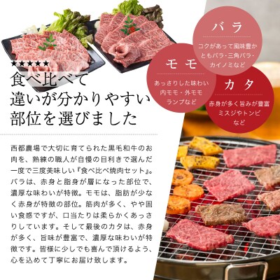 【A5等級黒毛和牛】食べ比べ焼肉(200g×3)宮崎県産 カミチクファーム[2707]