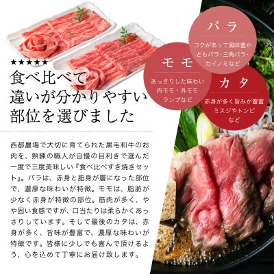 【A5等級黒毛和牛】食べ比べすき焼き(200g×3)宮崎県産 カミチクファーム[2704]