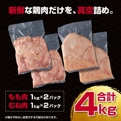 宮崎県産若鶏4kgセット もも肉 むね肉[訳あり][2932]