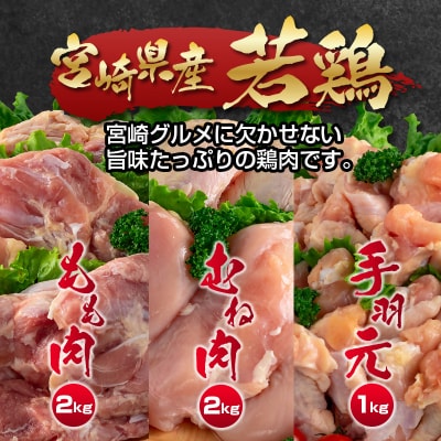 宮崎県産若鶏5kgセット もも肉 むね肉 手羽元[訳あり][2350]