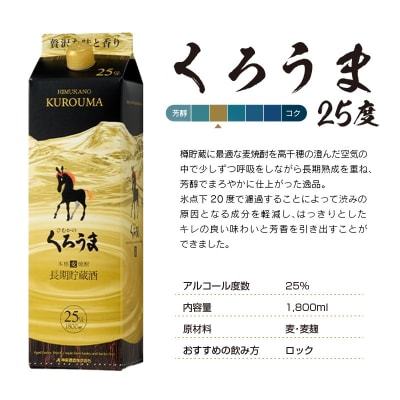 【神楽酒造】長期貯蔵酒 麦焼酎くろうま25度 1800ml×6本[2965]