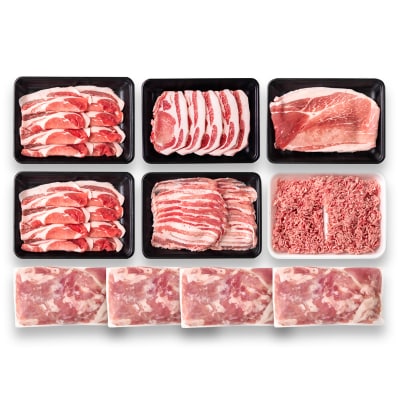 宮崎県産豚肉 6種バラエティ3kgセット小分け スライス/とんかつ/ミンチ/小間切れ[2943]