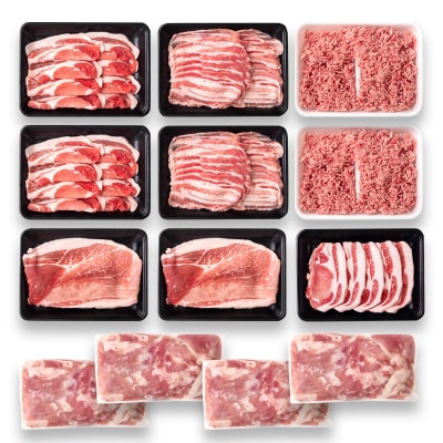 宮崎県産豚肉 6種バラエティ4.1kgセット小分け スライス/とんかつ/ミンチ/小間切れ[2944]