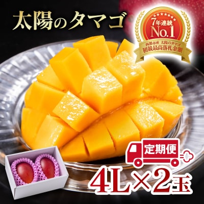【令和8年2ヶ月定期便】西都市産完熟マンゴー 太陽のタマゴ4L×2玉【先行受付】[2914]