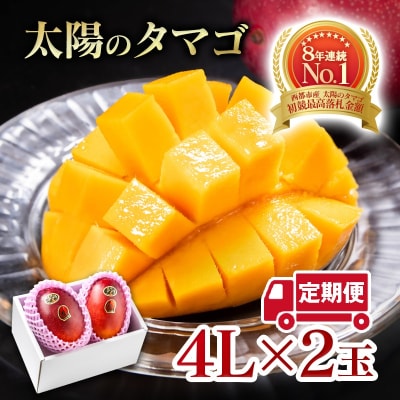 【令和9年2ヶ月定期便】西都市産完熟マンゴー 太陽のタマゴ4L×2玉【先行受付】[3338]