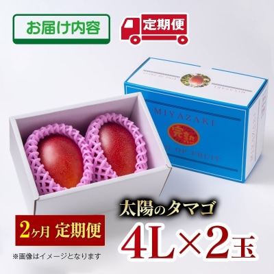 【令和8年2ヶ月定期便】西都市産完熟マンゴー 太陽のタマゴ4L×2玉【先行受付】[2914]