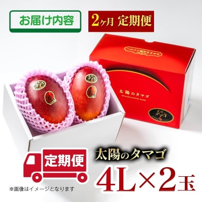 【令和9年2ヶ月定期便】西都市産完熟マンゴー 太陽のタマゴ4L×2玉【先行受付】[3338]