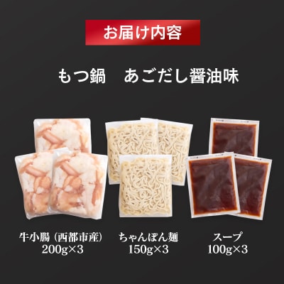 『博多もつ鍋やまや』監修　もつ鍋醤油味　5～6人前 西都市産牛もつ(小腸)小分け[2999] 