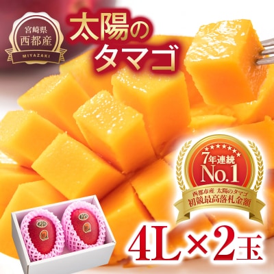 宮崎県西都市産完熟マンゴー『太陽のタマゴ』4L×2玉　d[3043]