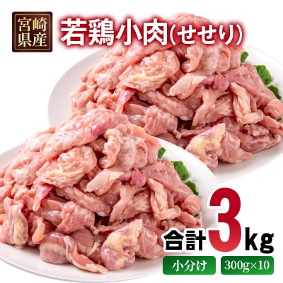 宮崎県産若鶏小肉(セセリ)3kg 小分け300g×10パック せせり[2982]