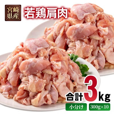 宮崎県産若鶏 肩肉3kg 小分け300g×10パック[2972]